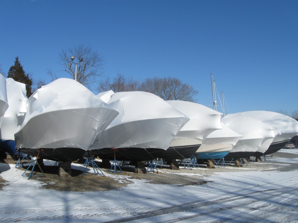 Local Marinas Use ShrinkWrap to Cover Boats Stored Outdoors for the