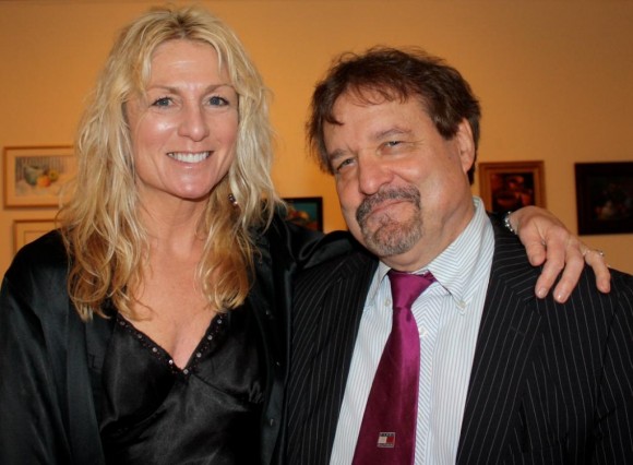 Community Music School instructor Joni Gage with Joe Bouchard of Blue Oyster Cult celebrating the school’s 30th anniversary at the Pearl Twirl benefit gala   (Photo by Joan Levy Hepburn).