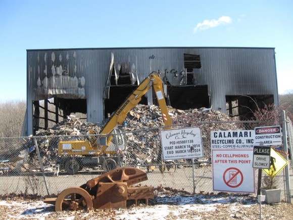A view of the Calamari Recycling facility after the flames had subsided.