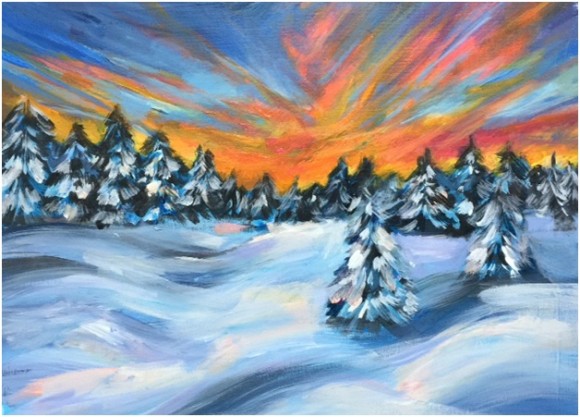 This snowy landscape will be the subject of the upcoming Paint Night with Vista at the Pub on Monday, Jan. 25th.