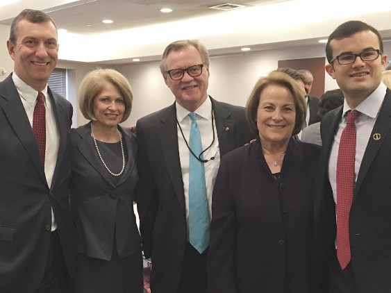 (L-R): Yale-New Haven Health System Senior Vice President of External Affairs Vin Petrini, Yale-New Haven Health System CEO Marna Borgstrom, Sen. Paul Formica, Yale-New Haven Health System Executive Vice President and Chief Strategy Officer Gayle Capozzalo, and Sen. Art Linares. 