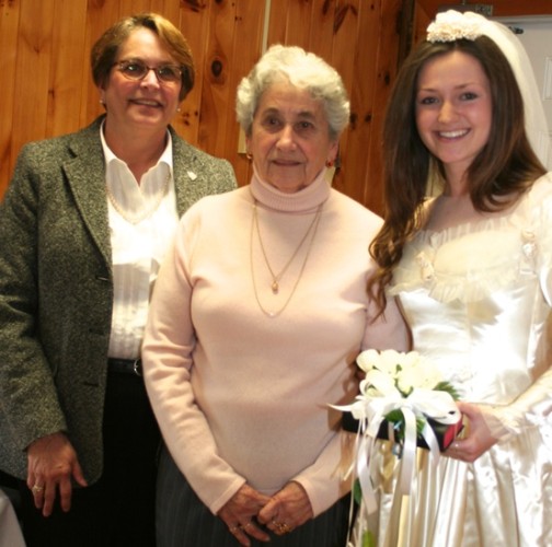Sue Pire, Essex, with her mother Georgiana Czaplicki of Clinton. The dress was modeled by Katherine “Kat” Irena of Chester. Photo by Susanne Wisner